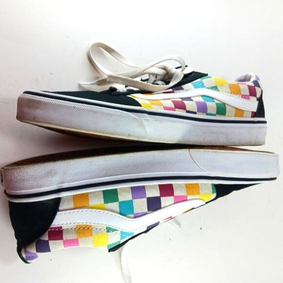 Vans Old School Rainbow Checked/ Black Canvas Skate Shoe/ Sneaker Women's 8.5.. - Picture 9 of 10